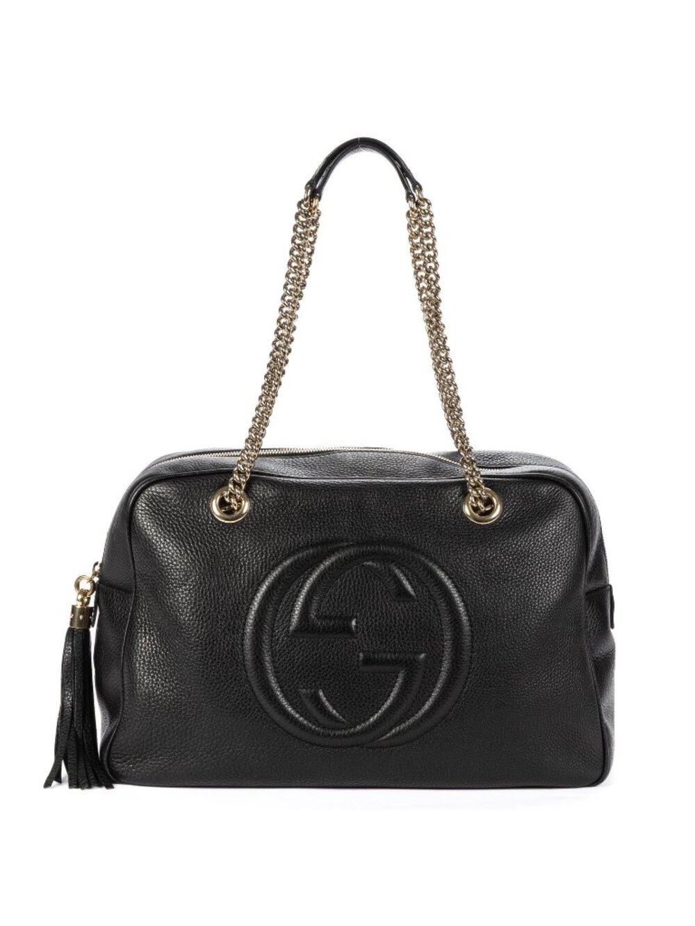 Gucci Soft Shopping Tote Black Grain Calfskin Leather